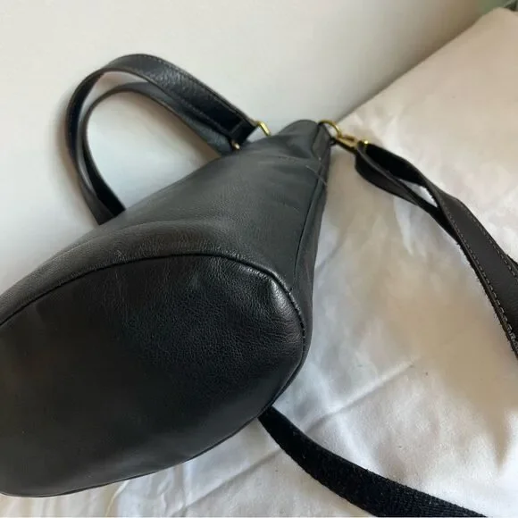 FOSSIL Black Leather Tote shoulder Bag crossbody Satchel Sydney Ryder Gemma Kyle - Picture 6 of 13